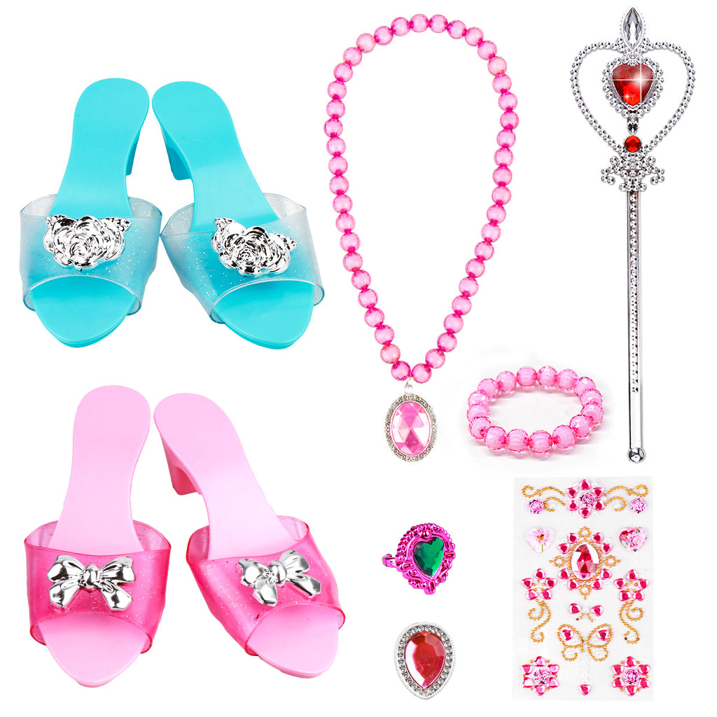 What's inside the princess dress up accessories, with shoes, necklaces, rings and more