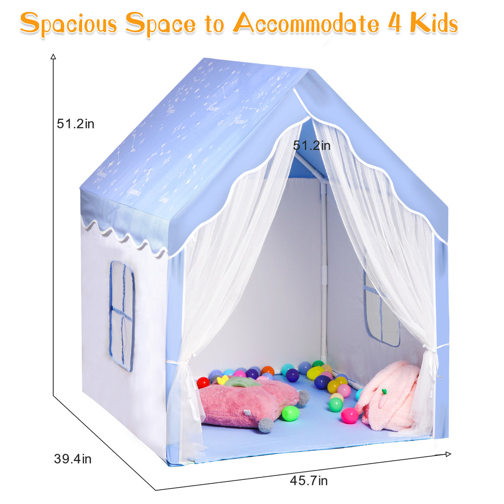 Kids Play Tent Light Blue Starry Theme with spacious space to accommodate 4 kids
