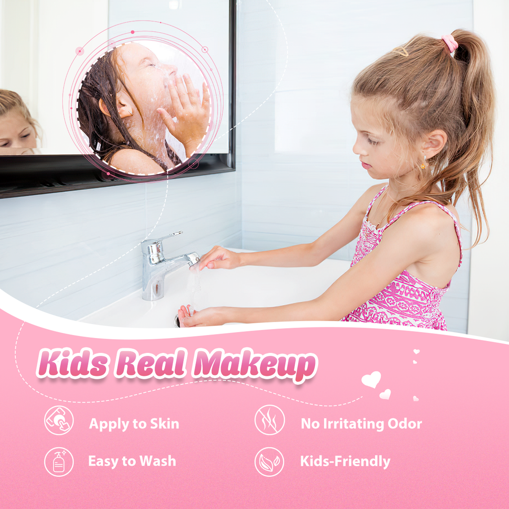 Kids real makeup are applicable to skin, no irritating odour, easy to wash and kids-friendly