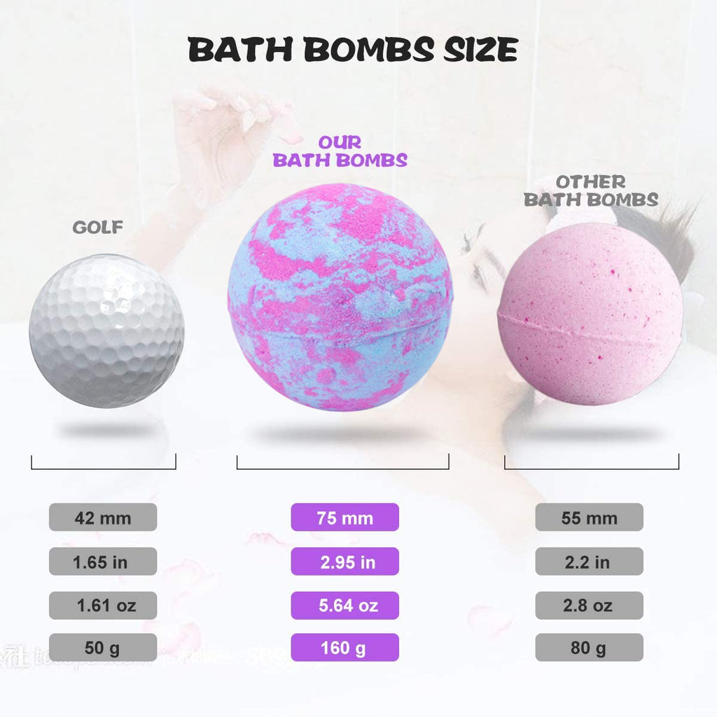 The three bath bombs with surprise insides.  It's a golf size, bath bombs and other bath bombs