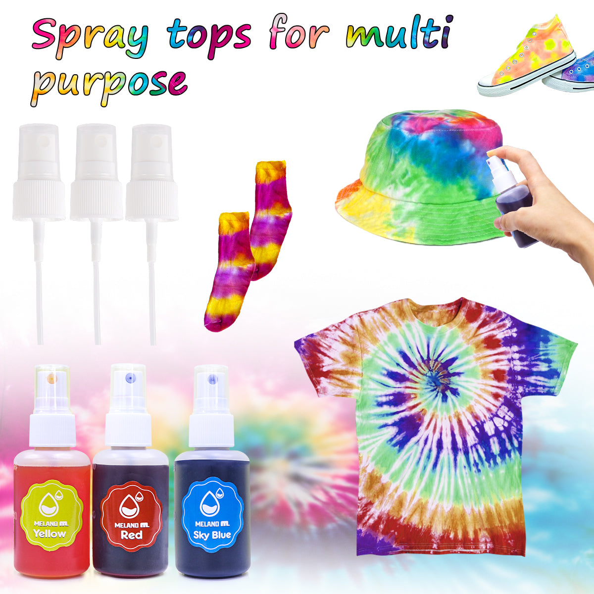 Meland Tie Dye Kit with 3 White T-Shirts, 18 Colors DIY Fabric Tye Dye for  Clothes, Arts and Craft for Kids Girls Age 8-12 Year Old, Birthday  Christmas Gift for Girls 4,5,6,7,8,9,10,11,12