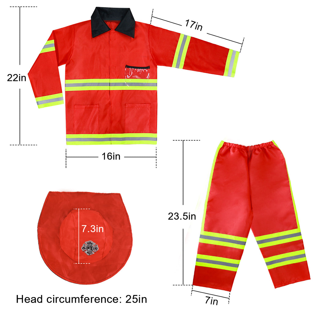 Kids Fire Chief Costume Role Play Set dimensions 