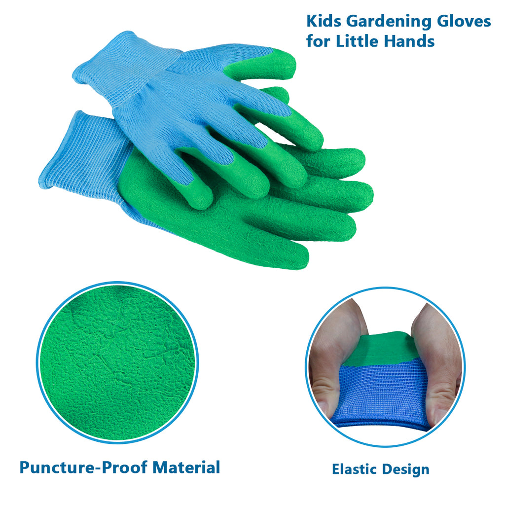Kids Gardening Gloves for little hands, puncture-proof material and elastic design