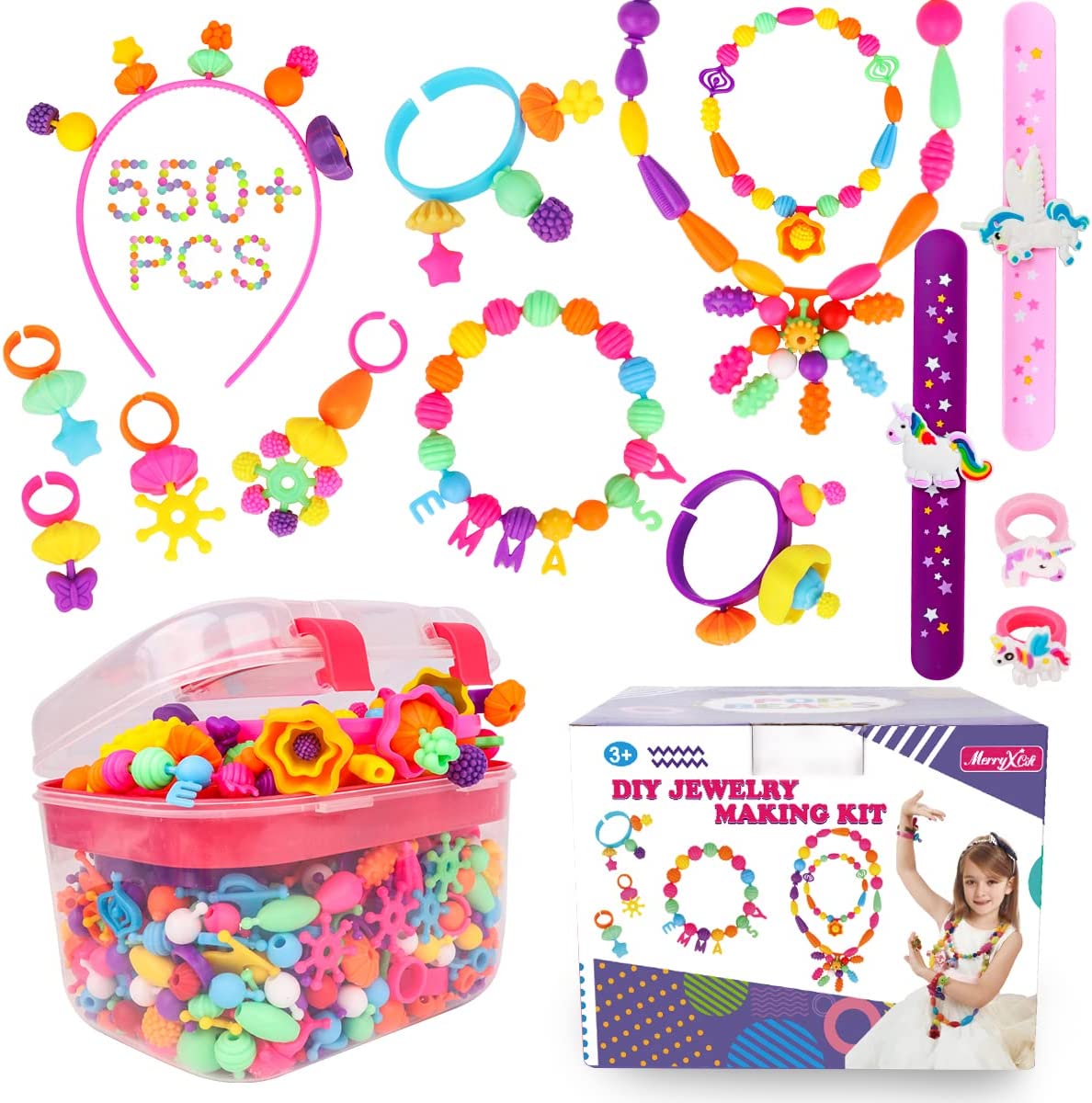 Pop Beads - 550pcs+ DIY Snap Jewelry Making Kit Arts and Crafts