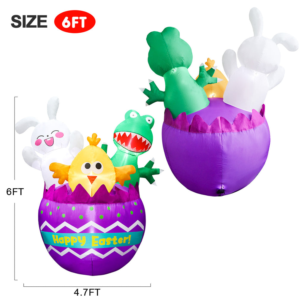 2 images with 6Ft Inflatable Easter Egg Yard Decoration 