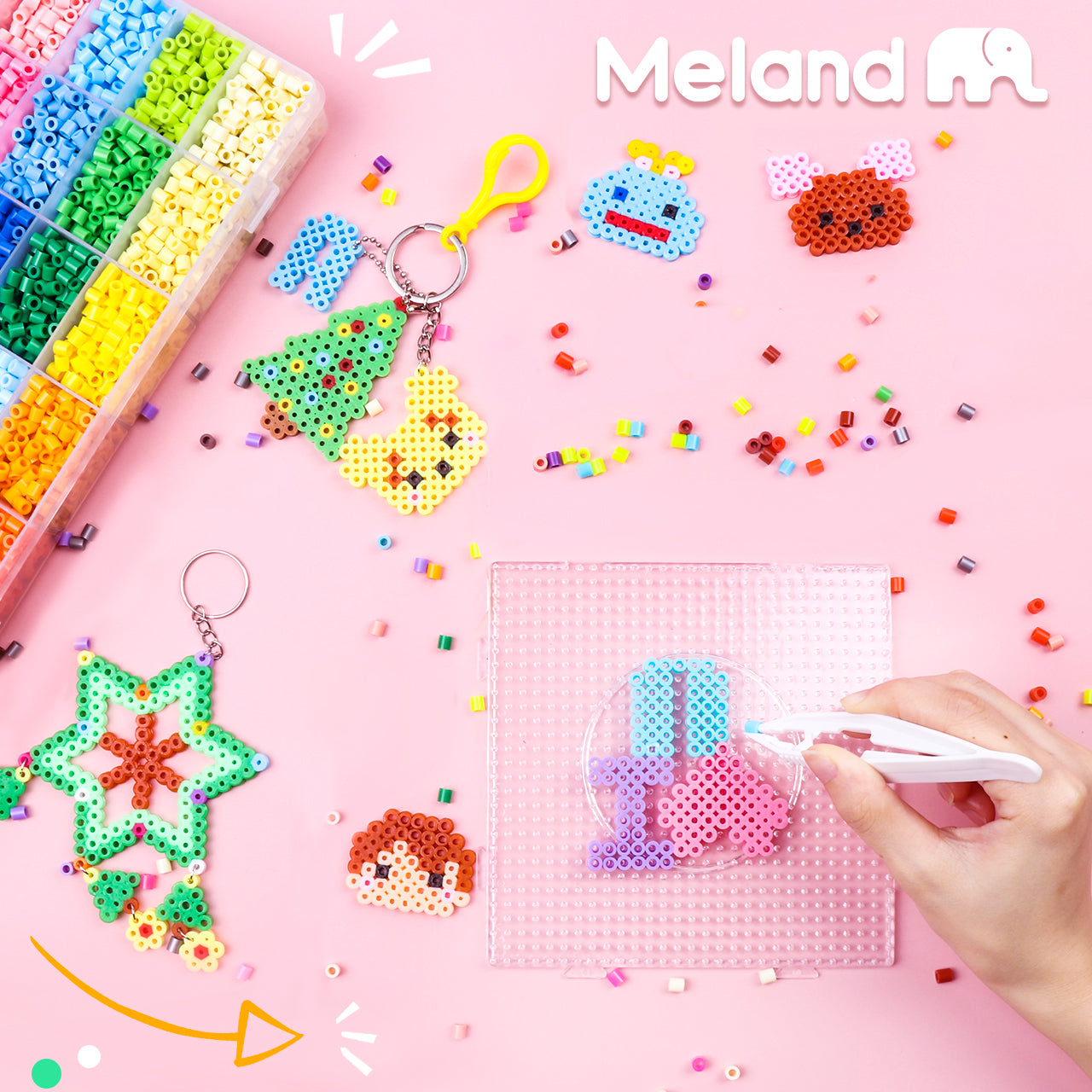 Meland Fuse Beads Kit - 11,000 pcs 36 Colors Craft Set for Kids- 5MM Fuse  Beads Set Including 5 Pegboards, Ironing Paper & Chain Accessories Iron