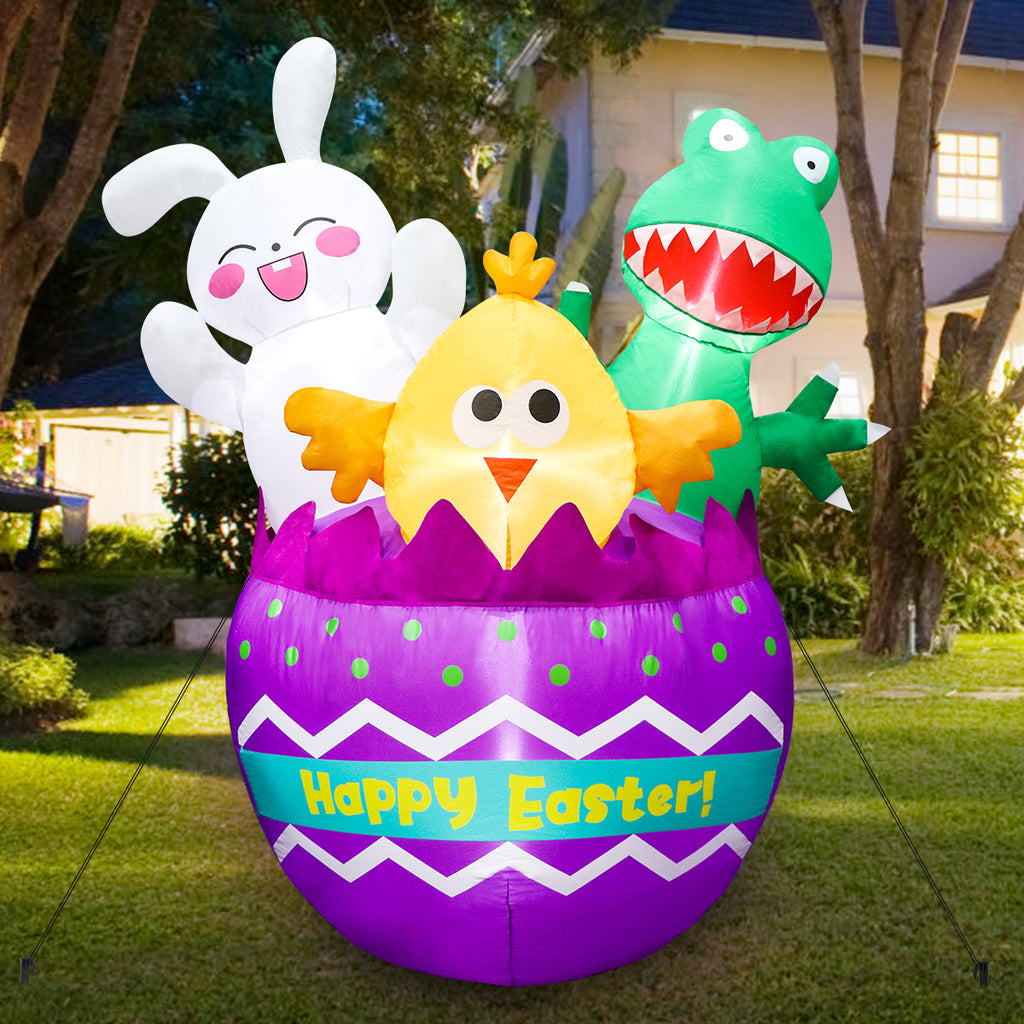 Happy Easter with 6Ft Inflatable Easter Egg Yard Decoration