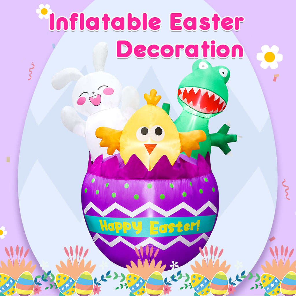 An egg and the inflatable Easter decoration