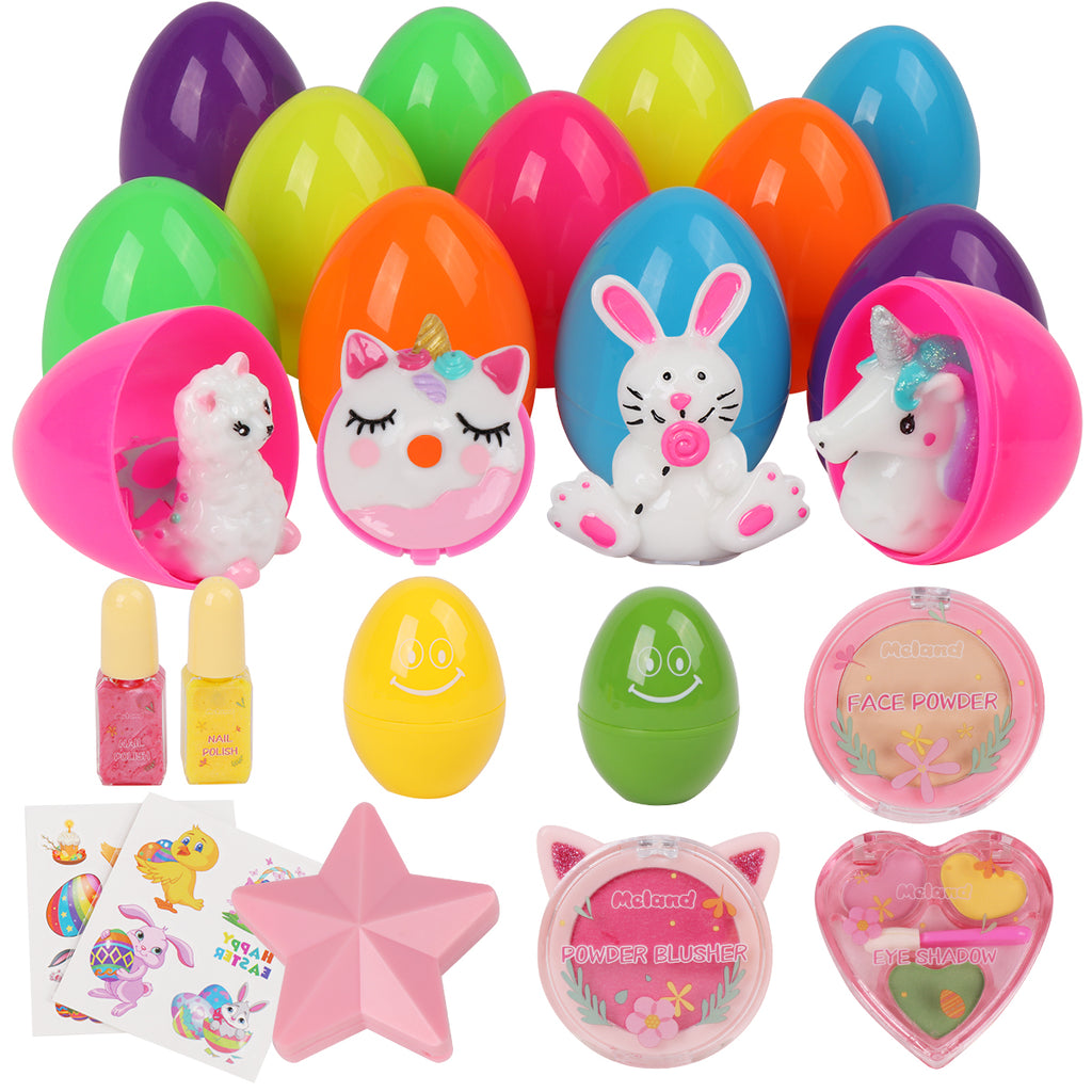 Prefilled Easter Eggs with Girls Makeup Toys 12 Pack - Meland Kids Makeup