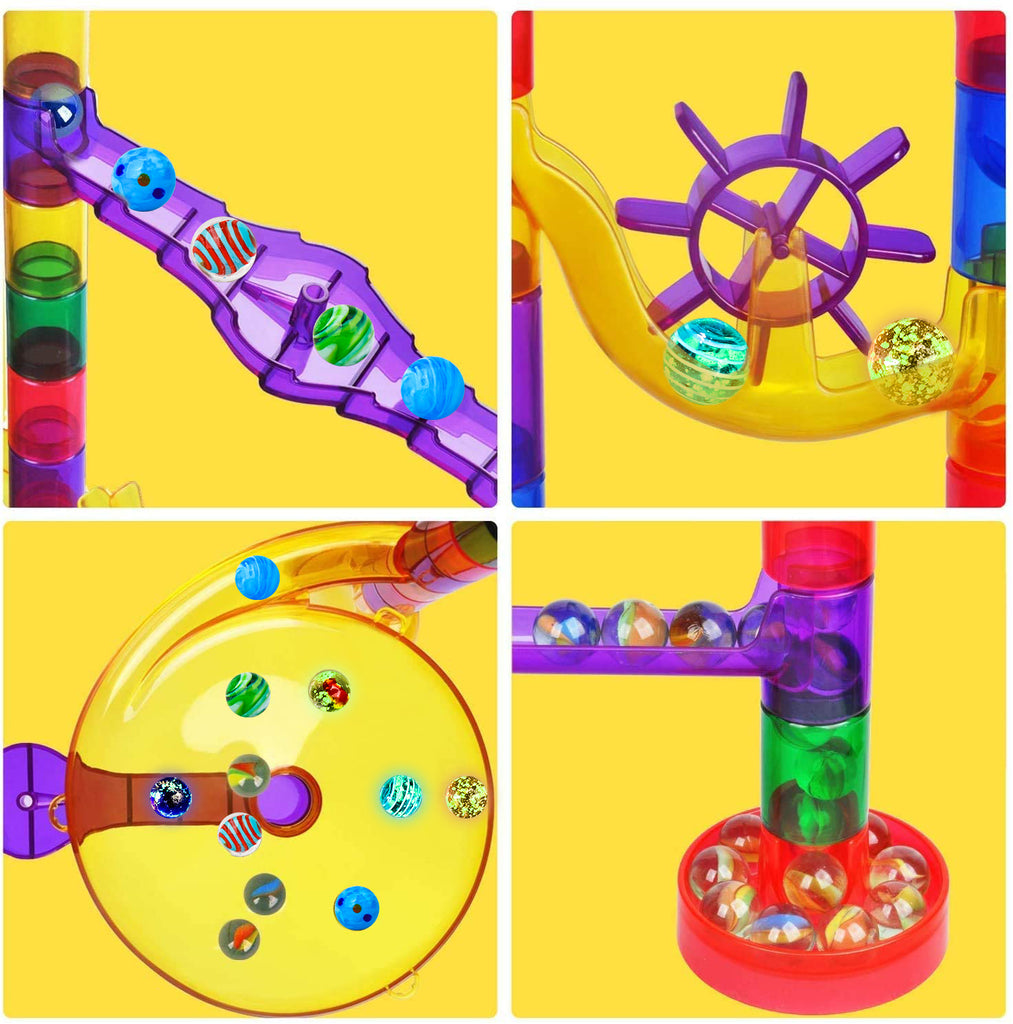 4 images of the 132 Piece Marble Run - Meland Learning Toy