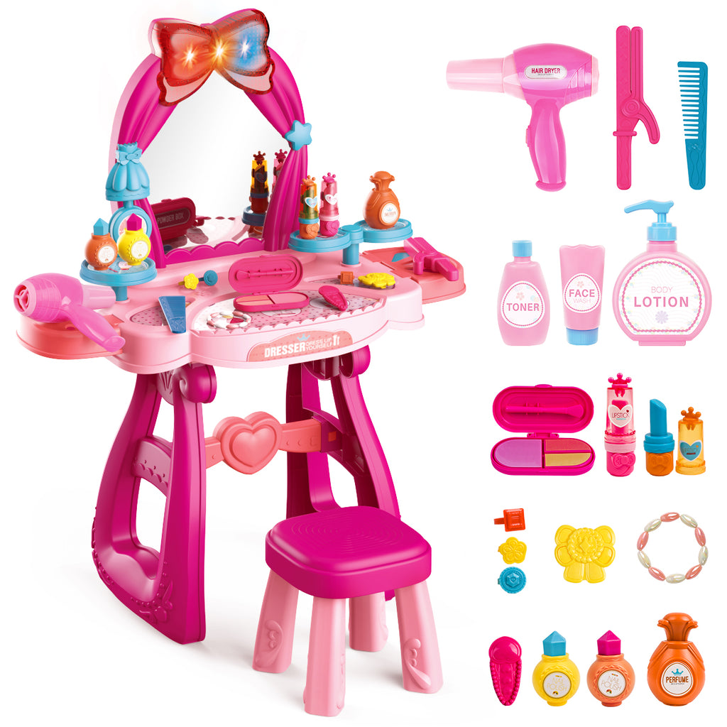 Toddler Makeup Vanity Set - Meland Dress-Up Toy Vanities