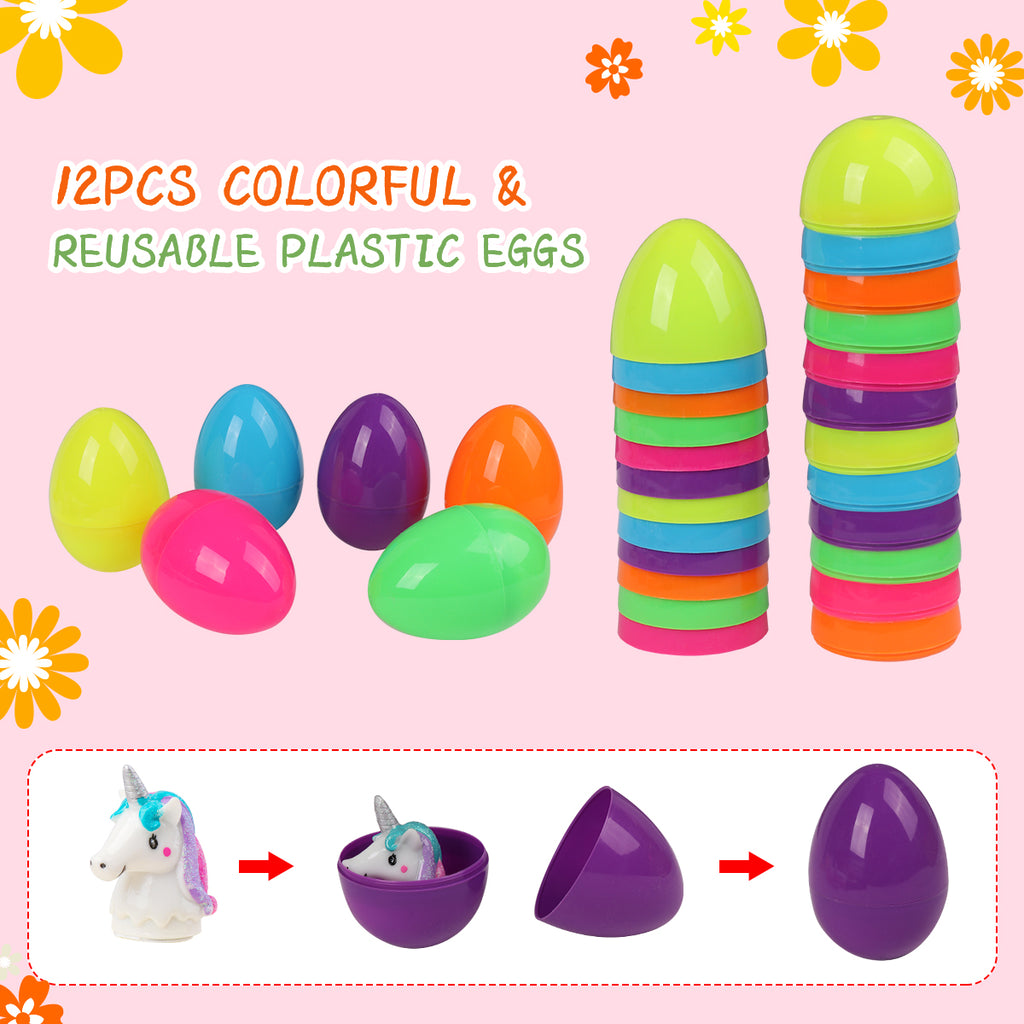 12 pieces colorful & reusable plastic eggs