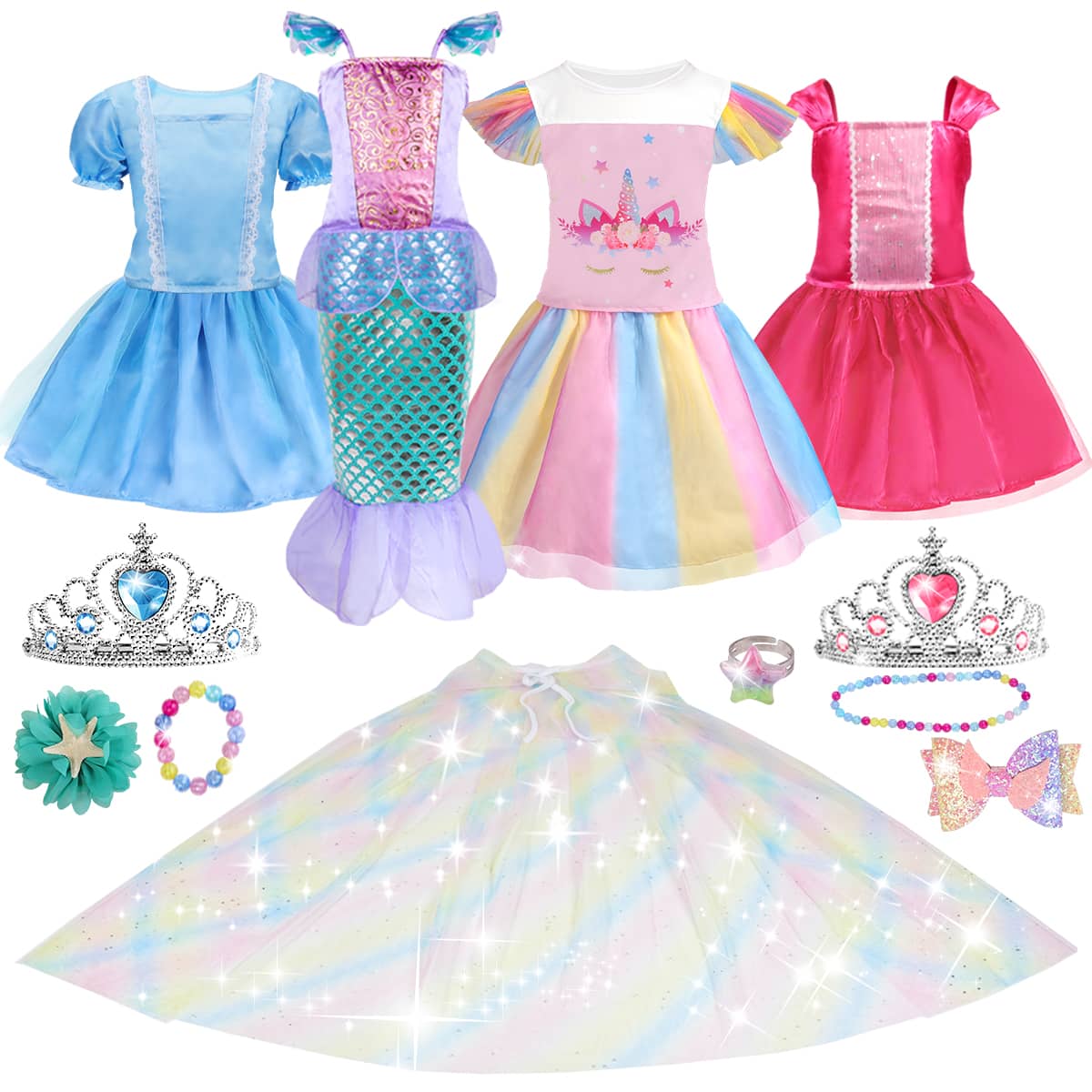 Cheap Girls Little Mermaid Charm Princess Dresses Cosplay Kids Costume  Carnival Party Children Halloween Dress Up Clothes 2-10Y | Joom