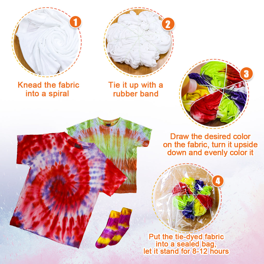 How to color the 3 t-shirts from the tie dye kit