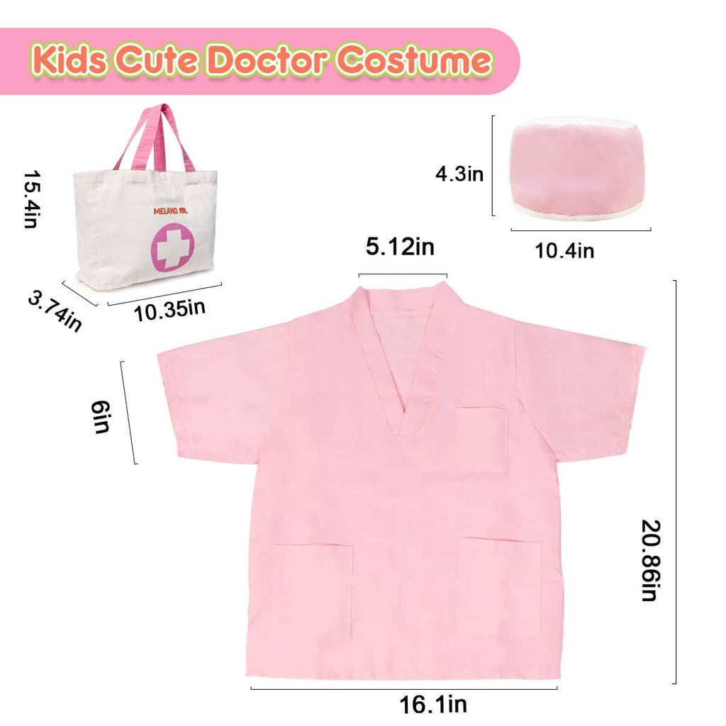 Kids cute doctor costume dimensions