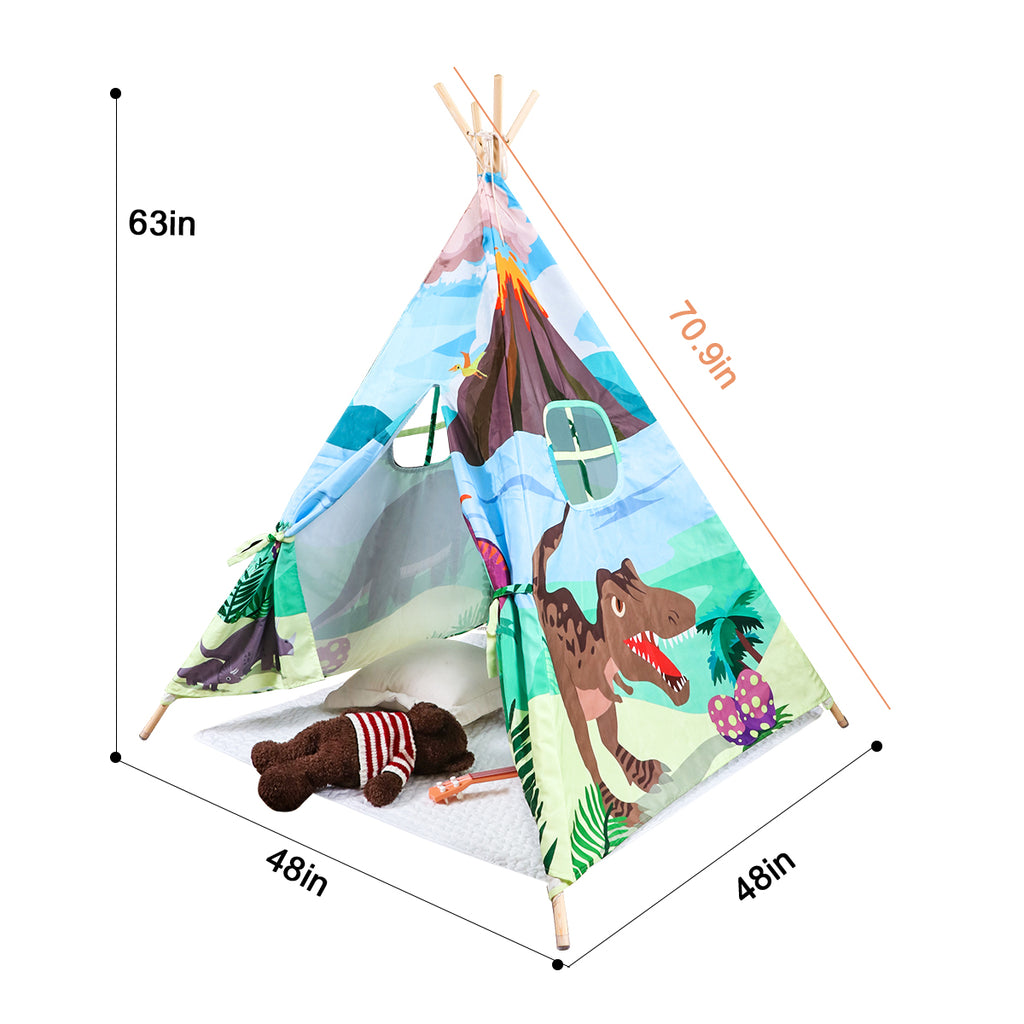 An image with the dimensions of the Dinosaur Teepee Play Tent for Kids 