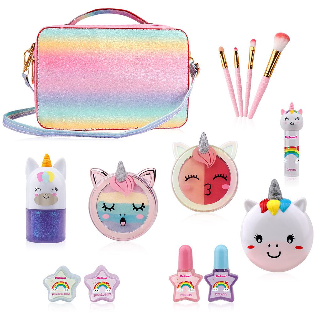 Unicorn Makeup Kit for Kids with Rainbow Bag - Meland Kids Makeup